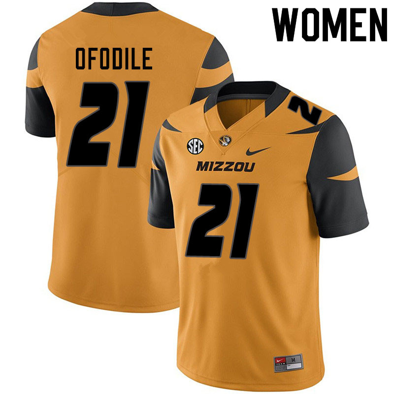 Women #21 Alex Ofodile Missouri Tigers College Football Jerseys Sale-Yellow - Click Image to Close